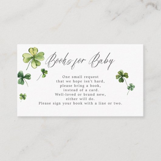 St. Patrick's Day Shamrock Lucky Books voor Baby Informatiekaartje (Voorkant)