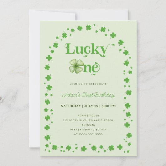 St. Patrick's Day Shamrock Lucky One 1e verjaardag Kaart (Voorkant)