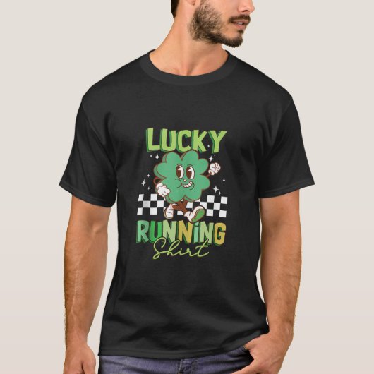 St Patricks Day Shamrock Lucky Runner Funny Runnin T-shirt (Voorkant)