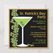 St. Patricks Day Shamrock Martini Uitnodiging (Voorkant)