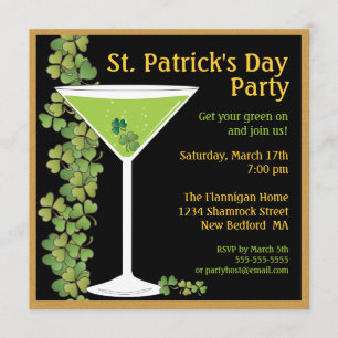 St. Patricks Day Shamrock Martini Uitnodiging
