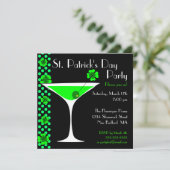 St. Patricks Day Shamrock Martini Uitnodiging (Staand voorkant)