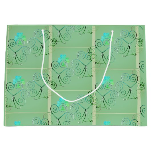 St Patrick's Day Shamrock Misty Green Groot cadeau Cadeauzakje (Voorkant)