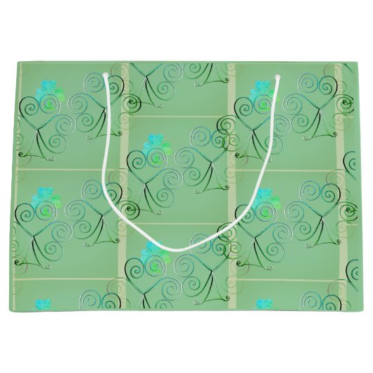 St Patrick's Day Shamrock Misty Green Groot cadeau Groot Cadeauzakje (Voorkant)