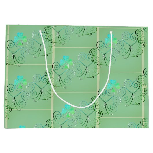 St Patrick's Day Shamrock Misty Green Groot cadeau Groot Cadeauzakje (Achterkant)