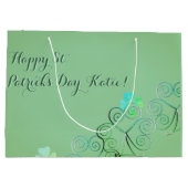 St Patrick's Day Shamrock Misty Green Groot Cadeauzakje (Achterkant)
