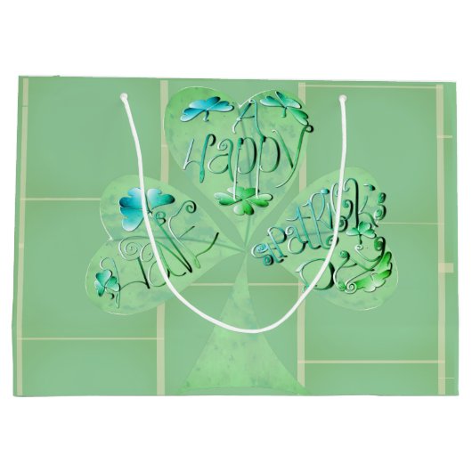 St Patrick's Day Shamrock Misty Green Grote Gift L Groot Cadeauzakje (Achterkant)