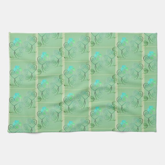 St. Patrick's Day Shamrock Misty Green Theedoek (Horizontaal)