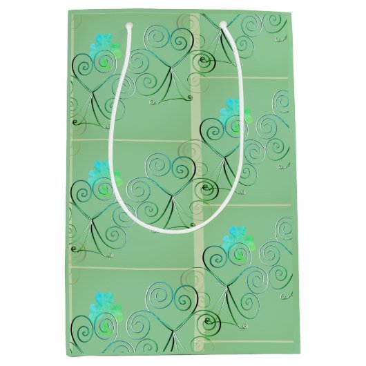 St. Patrick's Day Shamrock Misty Groen Medium Cadeauzakje (Voorkant)