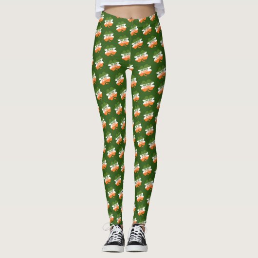 St Patricks Day shamrock Part Irish Alle problemen Leggings (Voorkant)