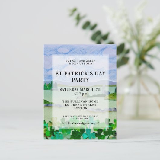 St Patrick's Day Shamrock Party Invitation Briefkaart (Staand voorkant)