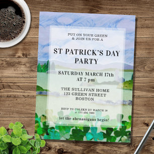 St Patrick's Day Shamrock Party Invitation Briefkaart