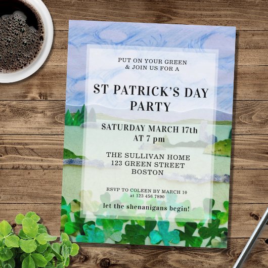 St Patrick's Day Shamrock Party Invitation Briefkaart