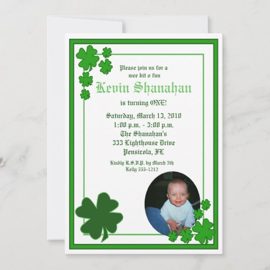 St. Patrick's Day Shamrock *PHOTO* Birthday 5x7 Kaart (Voorkant)