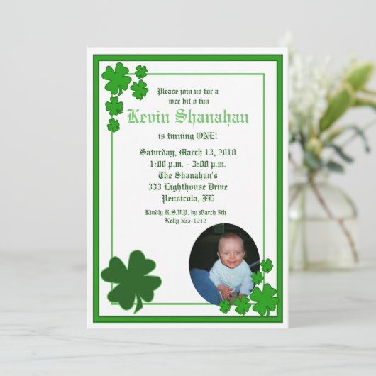St. Patrick's Day Shamrock *PHOTO* Birthday 5x7 Kaart (Staand voorkant)