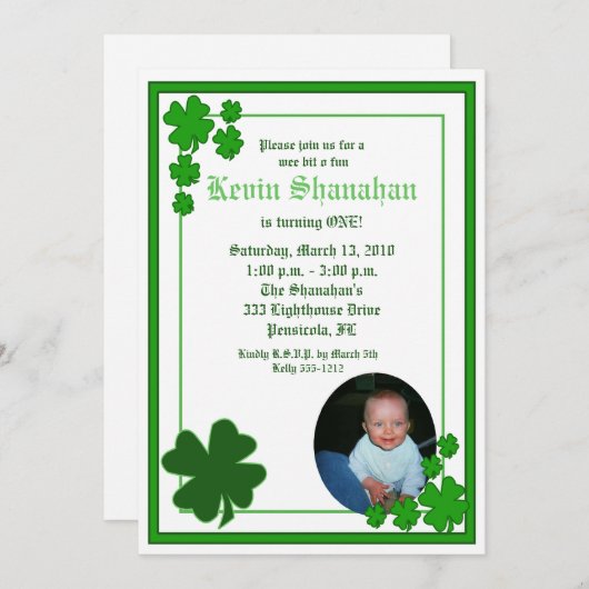 St. Patrick's Day Shamrock *PHOTO* Birthday 5x7 Kaart (Voorkant / Achterkant)