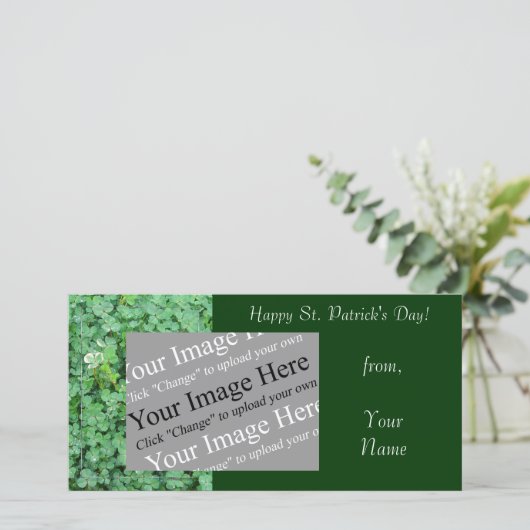 St. Patrick's Day Shamrock Photo Card Sjabloon (Staand voorkant)