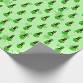 St. Patrick's Day Shamrock Pot met Goud Zwarte Kat Cadeaupapier (Hoek)