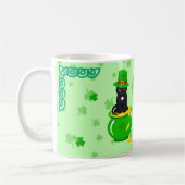 St. Patrick's Day Shamrock Pot met Goud Zwarte Kat Koffiemok (Links)