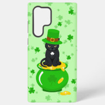 St. Patrick's Day Shamrock Pot met Goud Zwarte Kat