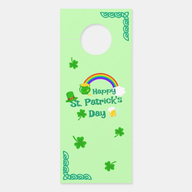 St. Patrick's Day Shamrock Pot van Gouden Keltisch Deurhanger (Voorkant)