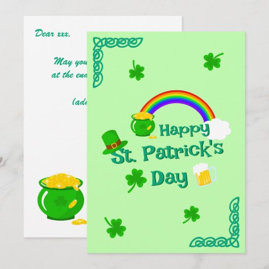 St. Patrick's Day Shamrock Pot van Gouden Keltisch Feestdagenkaart (Voorkant / Achterkant)