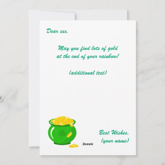 St. Patrick's Day Shamrock Pot van Gouden Keltisch Feestdagenkaart (Achterkant)