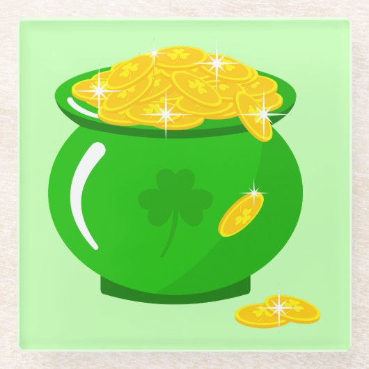 St. Patrick's Day Shamrock Pot van Gouden Keltisch Glazen Onderzetter (Voorkant)