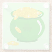 St. Patrick's Day Shamrock Pot van Gouden Keltisch Glazen Onderzetter (Achterkant)