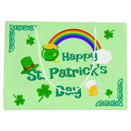 St. Patrick's Day Shamrock Pot van Gouden Keltisch Groot Cadeauzakje (Achterkant)