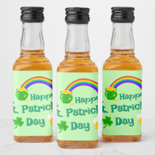St. Patrick's Day Shamrock Pot van Gouden Keltisch Likeurfles Etiket