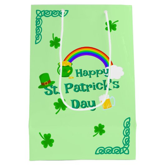 St. Patrick's Day Shamrock Pot van Gouden Keltisch Medium Cadeauzakje (Achterkant)