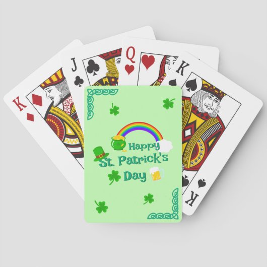 St. Patrick's Day Shamrock Pot van Gouden Keltisch Pokerkaarten (Achterkant)