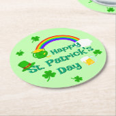 St. Patrick's Day Shamrock Pot van Gouden Keltisch Ronde Kartonnen Onderzetter (Gebogen)