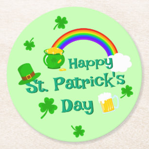 St. Patrick's Day Shamrock Pot van Gouden Keltisch Ronde Kartonnen Onderzetter