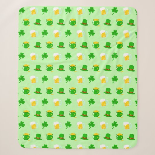 St. Patrick's Day Shamrock Pot van Gouden Keltisch Sherpa Deken (Voorkant)