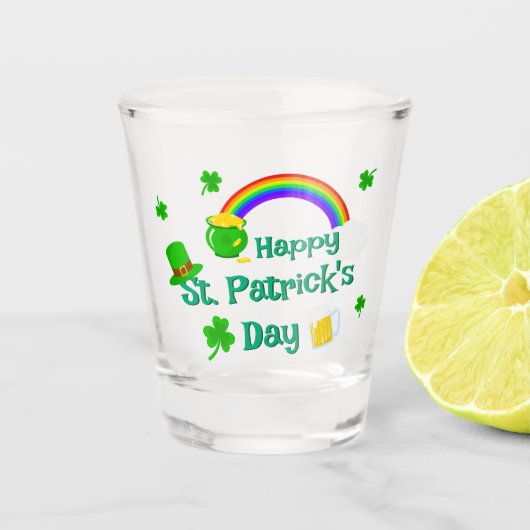 St. Patrick's Day Shamrock Pot van Gouden Keltisch Shot Glas (Voorkant)