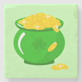 St. Patrick's Day Shamrock Pot van Gouden Keltisch Stenen Onderzetter