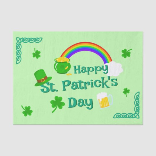 St. Patrick's Day Shamrock Pot van Gouden Keltisch Tissuepapier (Voorkant)