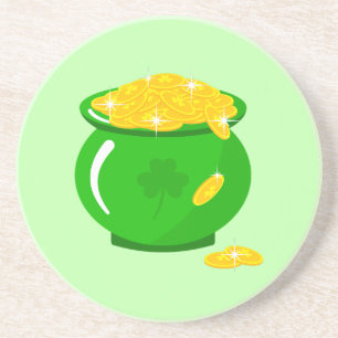 St. Patrick's Day Shamrock Pot van Gouden Keltisch Zandsteen Onderzetter