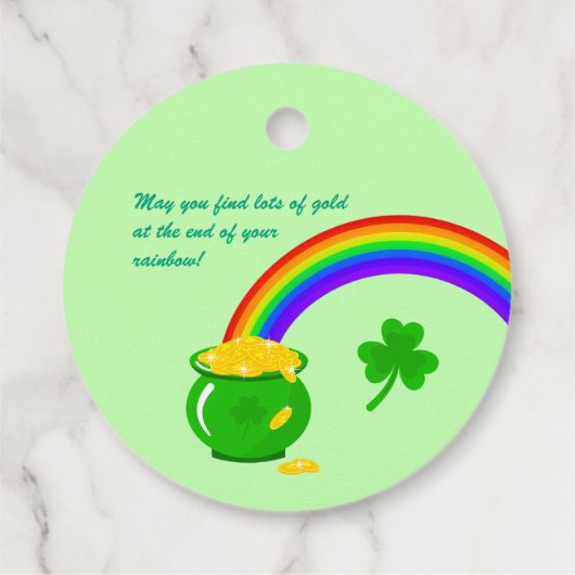St. Patrick's Day Shamrock Pot van Gouden Zwarte K Bedankjes Labels (Achterkant)