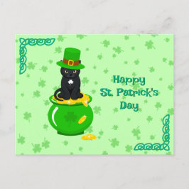 St. Patrick's Day Shamrock Pot van Gouden Zwarte K Briefkaart