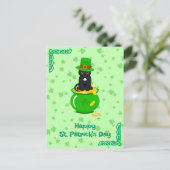 St. Patrick's Day Shamrock Pot van Gouden Zwarte K Briefkaart (Staand voorkant)