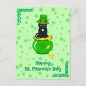 St. Patrick's Day Shamrock Pot van Gouden Zwarte K Briefkaart (Voorkant)