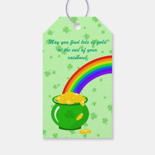 St. Patrick's Day Shamrock Pot van Gouden Zwarte K Cadeaulabel (Achterkant)