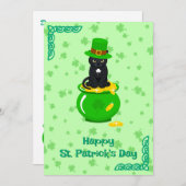 St. Patrick's Day Shamrock Pot van Gouden Zwarte K Feestdagenkaart (Voorkant / Achterkant)