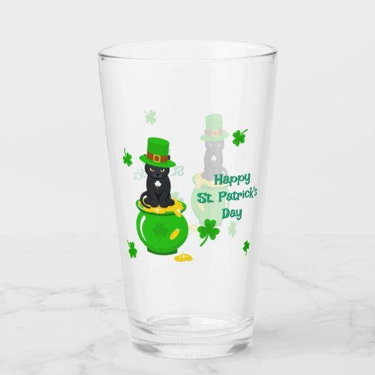 St. Patrick's Day Shamrock Pot van Gouden Zwarte K Glas (Achterkant)