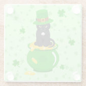 St. Patrick's Day Shamrock Pot van Gouden Zwarte K Glazen Onderzetter (Achterkant)