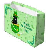 St. Patrick's Day Shamrock Pot van Gouden Zwarte K Groot Cadeauzakje (Achterkant Gekanteld)