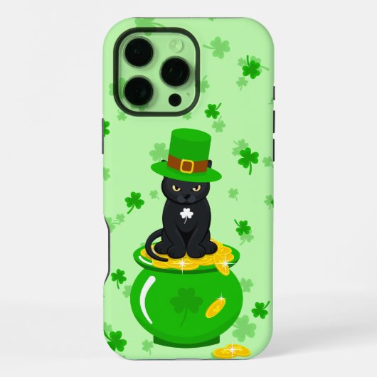St. Patrick's Day Shamrock Pot van Gouden Zwarte K iPhone Hoesje (Achterkant)